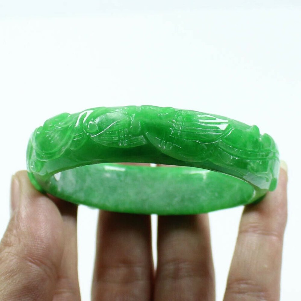 Solid Heavy Genuine Green Jade Bangle - image 3